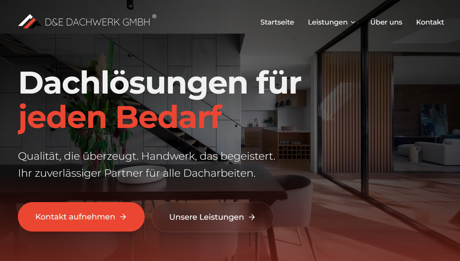 Webdesign-Referenz D&E Dachwerk – Website für einen Dachdecker- und Zimmereibetrieb